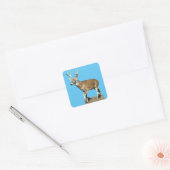 White Tailing Deer Buck Vierkante Sticker (Envelop)