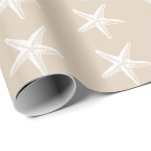 White Tan Starfish Patroon Cadeaupapier