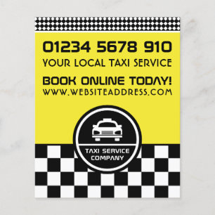 White Taxi Cab Circled Logo with Price List Flyer