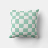 White & Teal Checkerboard Pattern Throw Pillow Kussen (Achterkant)