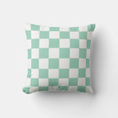 White & Teal Checkerboard Pattern Throw Pillow Kussen (Voorkant)