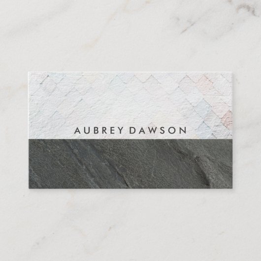 White Tegel Grunge Pattern | Donkerlekleurblok Visitekaartje (Voorkant)