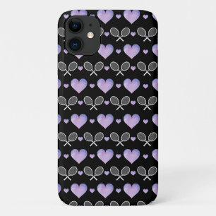 White Tennis Rackets Paars Hearts Love Athletic iPhone 11 Hoesje