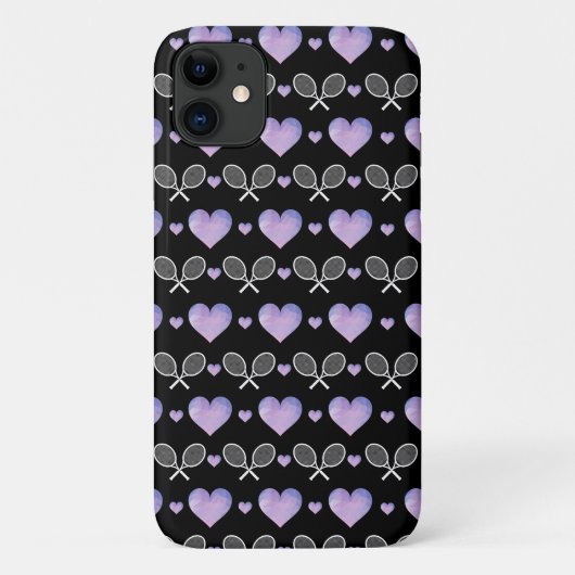 White Tennis Rackets Paars Hearts Love Athletic Case-Mate iPhone Case (Achterkant)