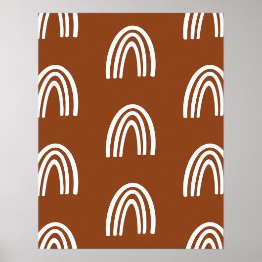 White/Terracotta Boho Rainbows Nursery Decor Poster (Voorkant)