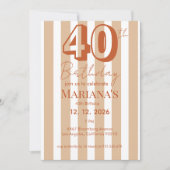 White & Terracotta Stripes Modern Scripted Kaart (Voorkant)