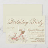 White Terrier on Pink Bicycle Birthday Invitation Kaart (Voorkant / Achterkant)