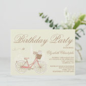 White Terrier sur Pink Bicycle Invitation Annivers (Debout devant)