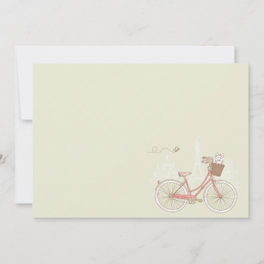 White Terrier sur Pink Bicycle Invitation Annivers (Dos)