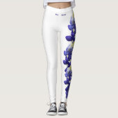 White Texas State Flower Blue Bonnet Leggings (Devant)