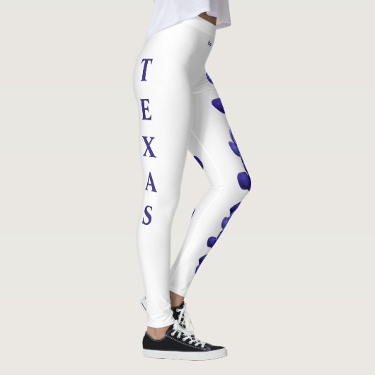 White Texas State Flower Blue Bonnet Leggings (Droite)