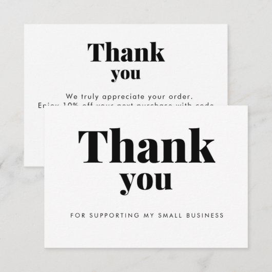 White Thank You Card Discount Code Logo Bedankkaart (Voorkant / Achterkant)