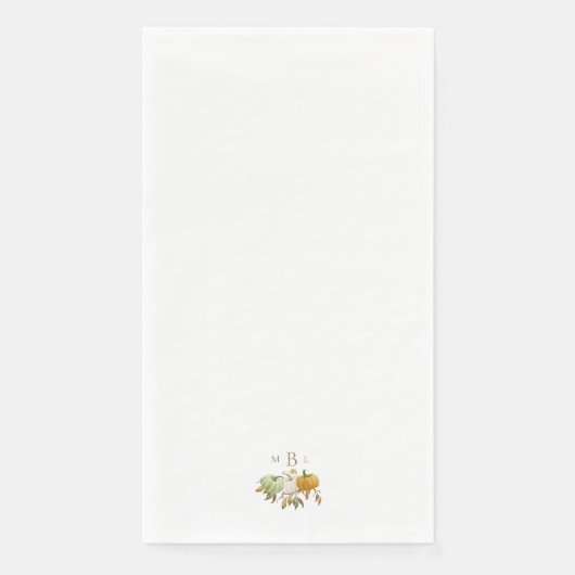 White Thanksgiving Pumpkin Monogram Servet (Voorkant)