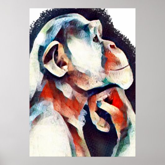 White thinker monkey poster (Voorkant)