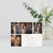 White Three Photos Collage Wedding Funny Script (Staand voorkant)