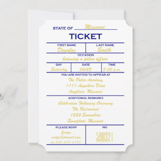 White Ticket Politie Graduatie Uitnodigingen