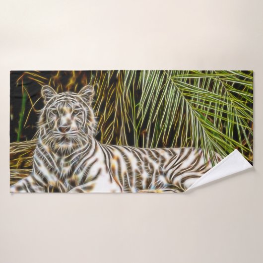 White Tiger Abstract Print Lumbar Cushion Badhanddoek (Badhanddoek)