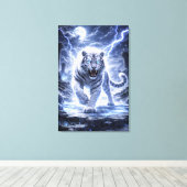 White Tiger Ascension – Celestial Guardian | Man J Canvas Afdruk (Insitu (Houten vloer))