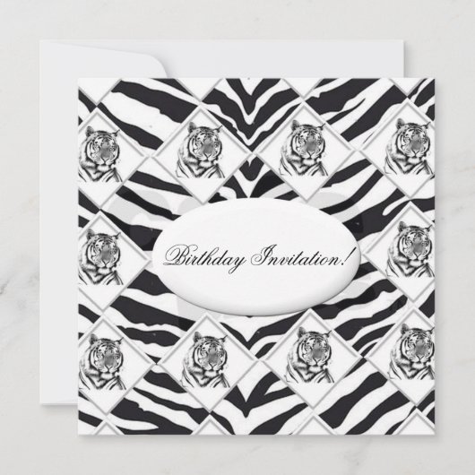 White Tiger Birthday Invitation Kaart (Voorkant)