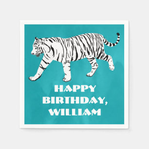 White Tiger Blauwgroen, Turquoise Blue Custom Servet