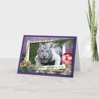 White Tiger Christmas Wenskaart Feestdagen Kaart