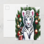 White Tiger Cub Christmas Briefkaart (Voorkant / Achterkant)