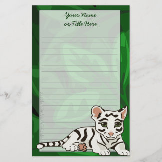 White Tiger Cub Stationery Briefpapier
