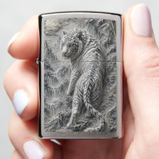 White Tiger Engraved Ink Style - Oriental Guardian