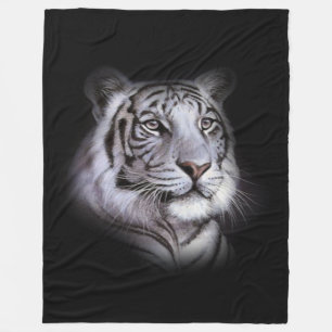 White Tiger Face Fleece Deken