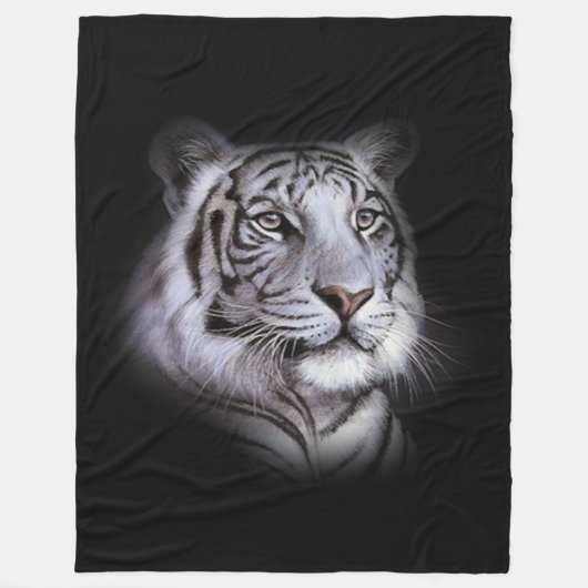 White Tiger Face Fleece Deken (Voorkant)
