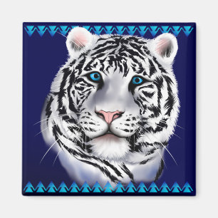 White Tiger Face Magnet Magneet