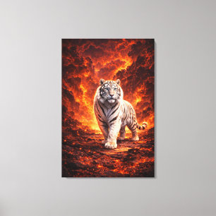 White Tiger Fantasie Kunst Man Jiang Hong Kunsts Canvas Afdruk