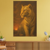 White Tiger Fantasy Art – Mystic Jungle Light Canvas Afdruk (Insitu (Woonkamer))