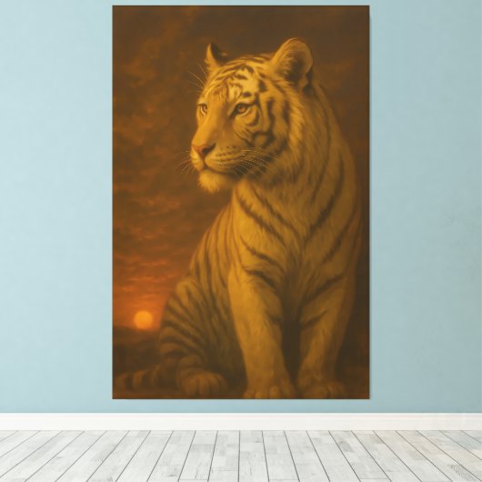 White Tiger Fantasy Art – Mystic Jungle Light Canvas Afdruk (Insitu (Houten vloer))
