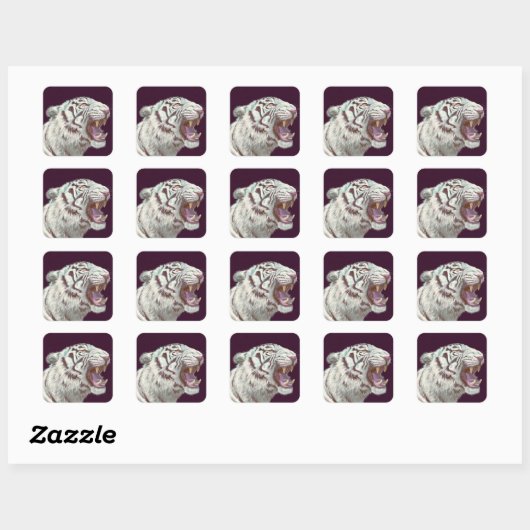 White Tiger Fierce Pose – Sticker (Feuille)