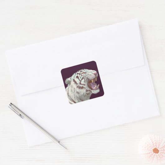White Tiger Fierce Pose – Sticker (Enveloppe)
