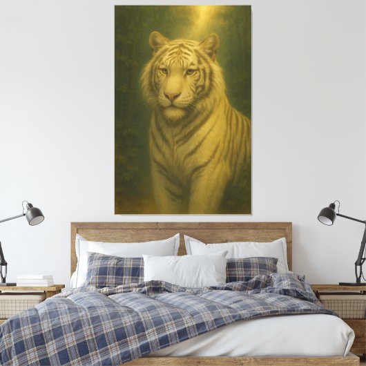  White Tiger Fine Art – Majestic Portrait Canvas Afdruk (Insitu (Slaapkamer))