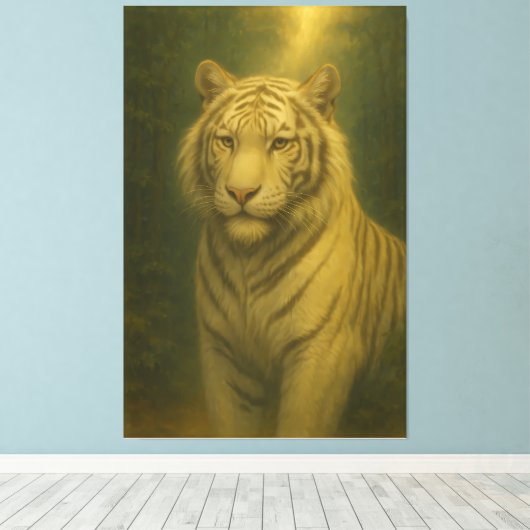  White Tiger Fine Art – Majestic Portrait Canvas Afdruk (Insitu (Houten vloer))