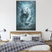 White Tiger – Frost King Ice Burst Descent – ManJi Canvas Afdruk (Insitu (Slaapkamer))