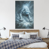 White Tiger – Frost King Ice Burst Descent – ManJi Canvas Afdruk (Insitu (Slaapkamer))
