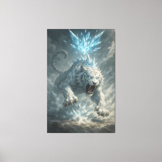 White Tiger – Frost King Ice Burst Descent – ManJi Canvas Afdruk (Voorkant)
