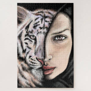 White Tiger Girl - Emotion Jigsaw Puzzle Peinture