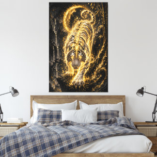 White Tiger Golden Aura – Power Guardian Spirit Ti Canvas Afdruk