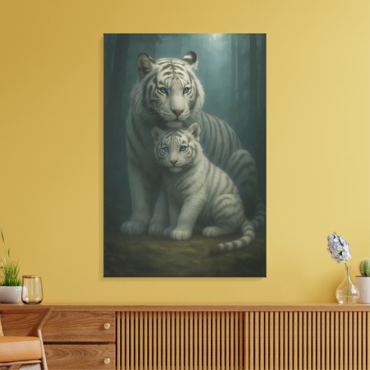 White Tiger – Guardian of Light – ManJiangHong Art Canvas Afdruk (Insitu (Woonkamer))