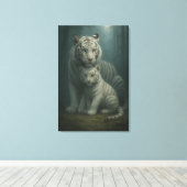 White Tiger – Guardian of Light – ManJiangHong Art Canvas Afdruk (Insitu (Houten vloer))