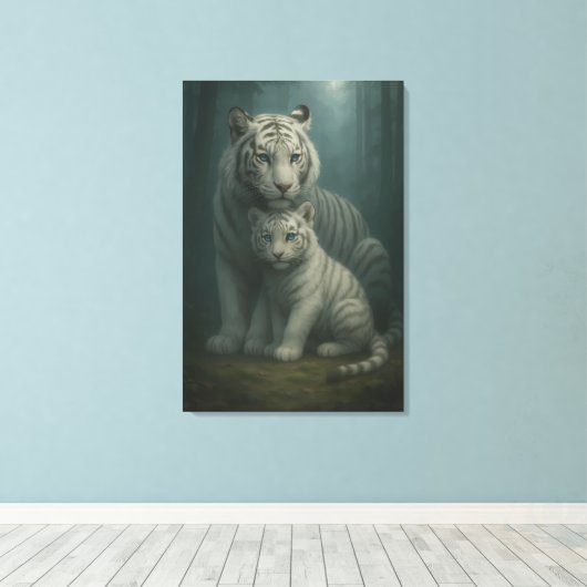 White Tiger – Guardian of Light – ManJiangHong Art Canvas Afdruk (Insitu (Houten vloer))