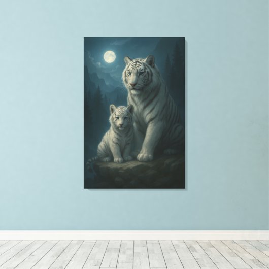White Tiger – Guardian of Light – ManJiangHong Art Canvas Afdruk (Insitu (Houten vloer))