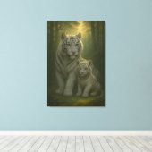 White Tiger – Guardian of Light – ManJiangHong Art Canvas Afdruk (Insitu (Houten vloer))