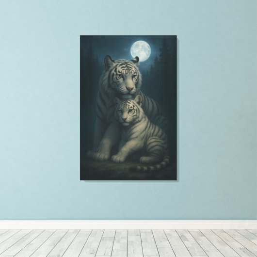 White Tiger – Guardian of Light – ManJiangHong Art Canvas Afdruk (Insitu (Houten vloer))