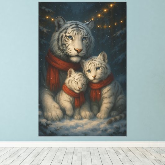 White Tiger – Guardian of Light – ManJiangHong Art Canvas Afdruk (Insitu (Houten vloer))